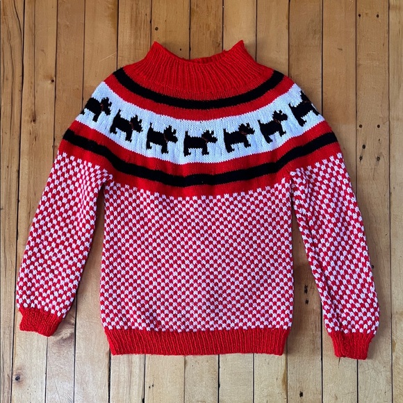 Vintage Sweaters - Handmade Scottish Terrier Fair Isle Sweater